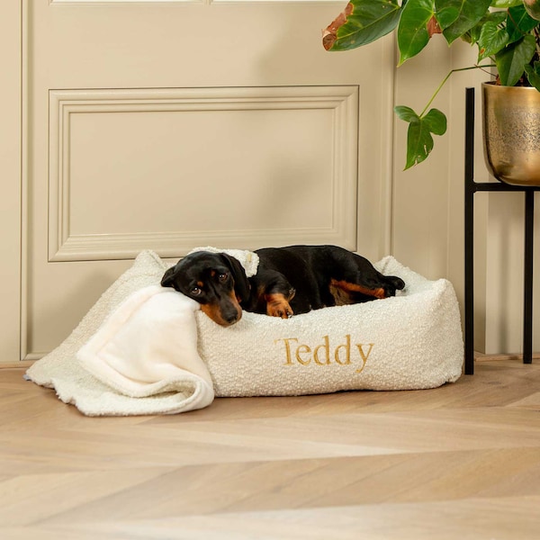 Coffre pour chiot personnalisé Cosy & Calm | Lits de luxe pour chiens | Idéal pour les chiots | Le lit de chien parfait pour le bonheur de la sieste | Lit pour chien fait main