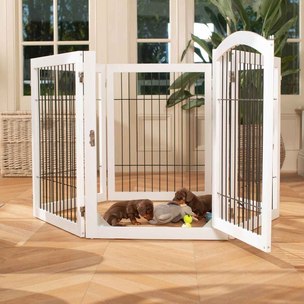 Lords & Labradors Wooden Puppy Play Pen | Training Puppy Dog Pen | Features Modular System | Available In Grey, White | Hard-Wearing Pen