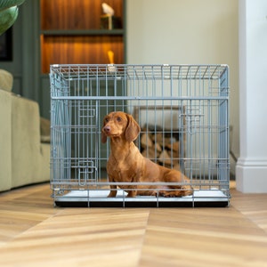 Lords & Labradors Heavy Duty Sliding Door Silver Deluxe Dog Crate |  Dog Crate Furniture | Dog Cage | Modern Dog House | For Pets | Pet Cage