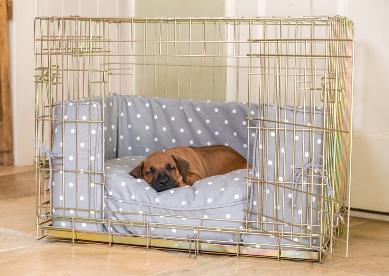 Grey Spot Dog Crate Bumper And Cushion Set Available in 4 Etsy