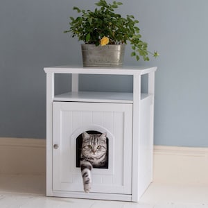 Lords & Labradors Wooden Cat Washroom | Includes Litter Tray | The Perfect Litter Box For Cats | Suits All Home Decor | Ideal For Shelving