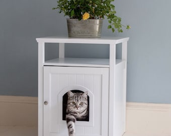 Lords & Labradors Wooden Cat Washroom | Includes Litter Tray | The Perfect Litter Box For Cats | Suits All Home Decor | Ideal For Shelving