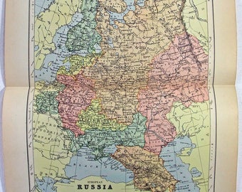 Original 1895 Map of European Russia by W & A. K. Johnston. Antique