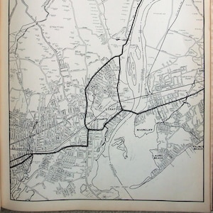 Stratford Sharon, E Bridgeport & Western Milford - Große Karte von Dolph und Stewart von 1931. Vintage Original