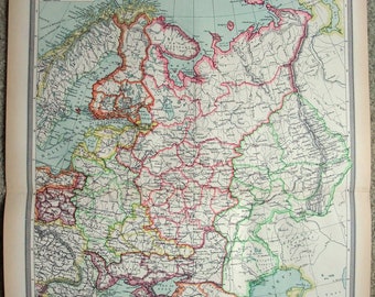 European Russia - Original Map c1907 by George Philip & Sons. Antique