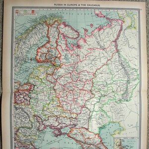 Europäisches Russland - Original Landkarte c1907 von George Philips & Sons. Antik