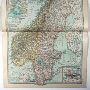 Norwegen & Schweden - Original 1902 Karte von The Century Company. Antike Original-Karte