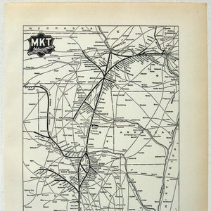 MKT Missouri Kansas Texas Lines - Original 1924 Dated Railroad System Map. Antique