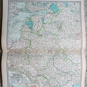 Rusia occidental y meridional: mapa original de 1897 de The Century Company. Antiguo