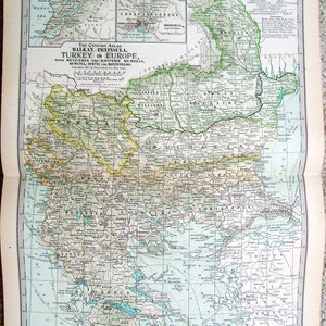 Europäische Türkei - Original 1897 Landkarte von The Century Company. Antikes Original