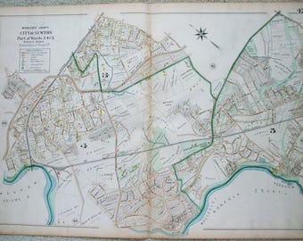SW Newton Massachusetts - Original 1900 Map by George W Stadly  & Co.