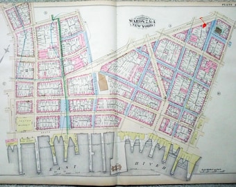 Manhattan - Seaport District - Large Original 1881 Map by E. Robinson