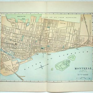 Montréal Canada - Carte originale de 1891 par Hunt & Eaton. Antiquités