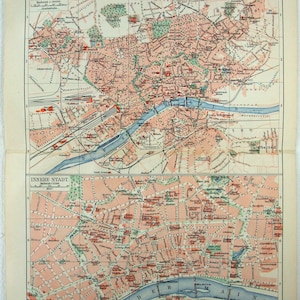 Frankfurt, Deutschland - 1905 Stadtplan von Meyers. Antike Original-Karte