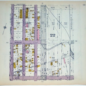 Part of Sheepshead Bay, Brooklyn - E13th St bis E24th St von der Allee W zur Ave Y - Originale Karte von 1922 von Belcher Hyde Antik