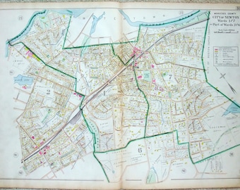 マサチューセッツ州ニュートン北東部 - ジョージ・W・スタッドリー＆カンパニーによる1900年のオリジナル地図