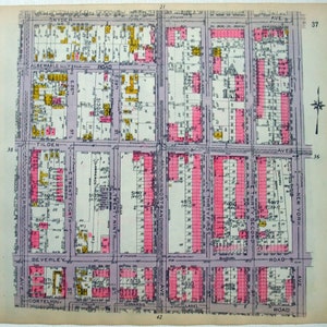 Flatbush & E Flatbush, Brooklyn - Flatbush Ave nach New York Ave von Cortelyou Rd nach Snyder Ave - Original 1921 Karte von Belcher Hyde. Antiken