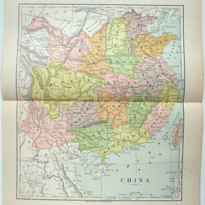 Ost China - Original 1891 Karte von Fisk & Company. Antik