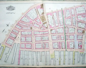 Manhattan - E. Financial District - Large Original 1881 Map by E. Robinson