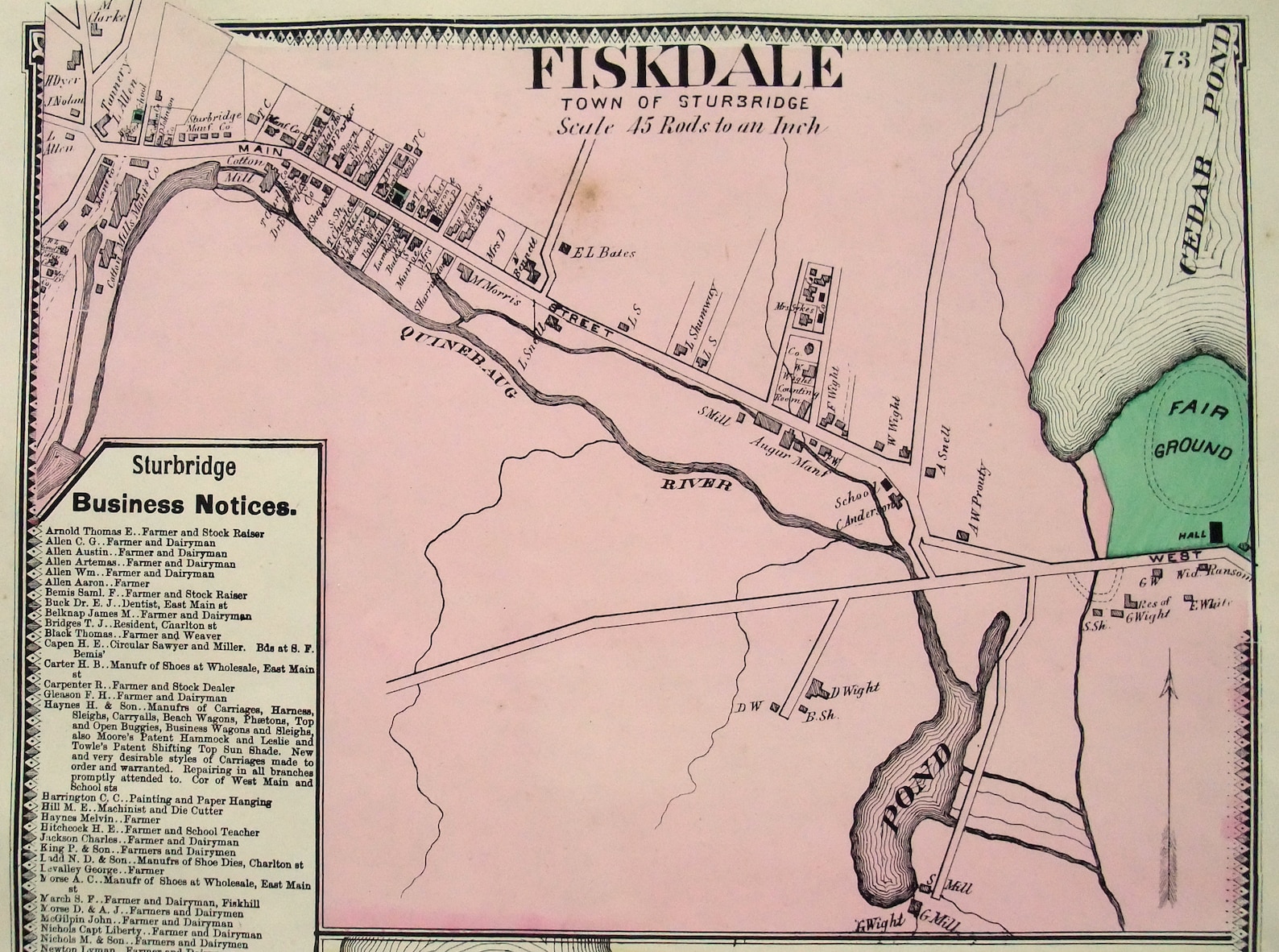 Sturbridge & Fiskdale Massachusetts. 1870 Map by FW Beers. Etsy UK
