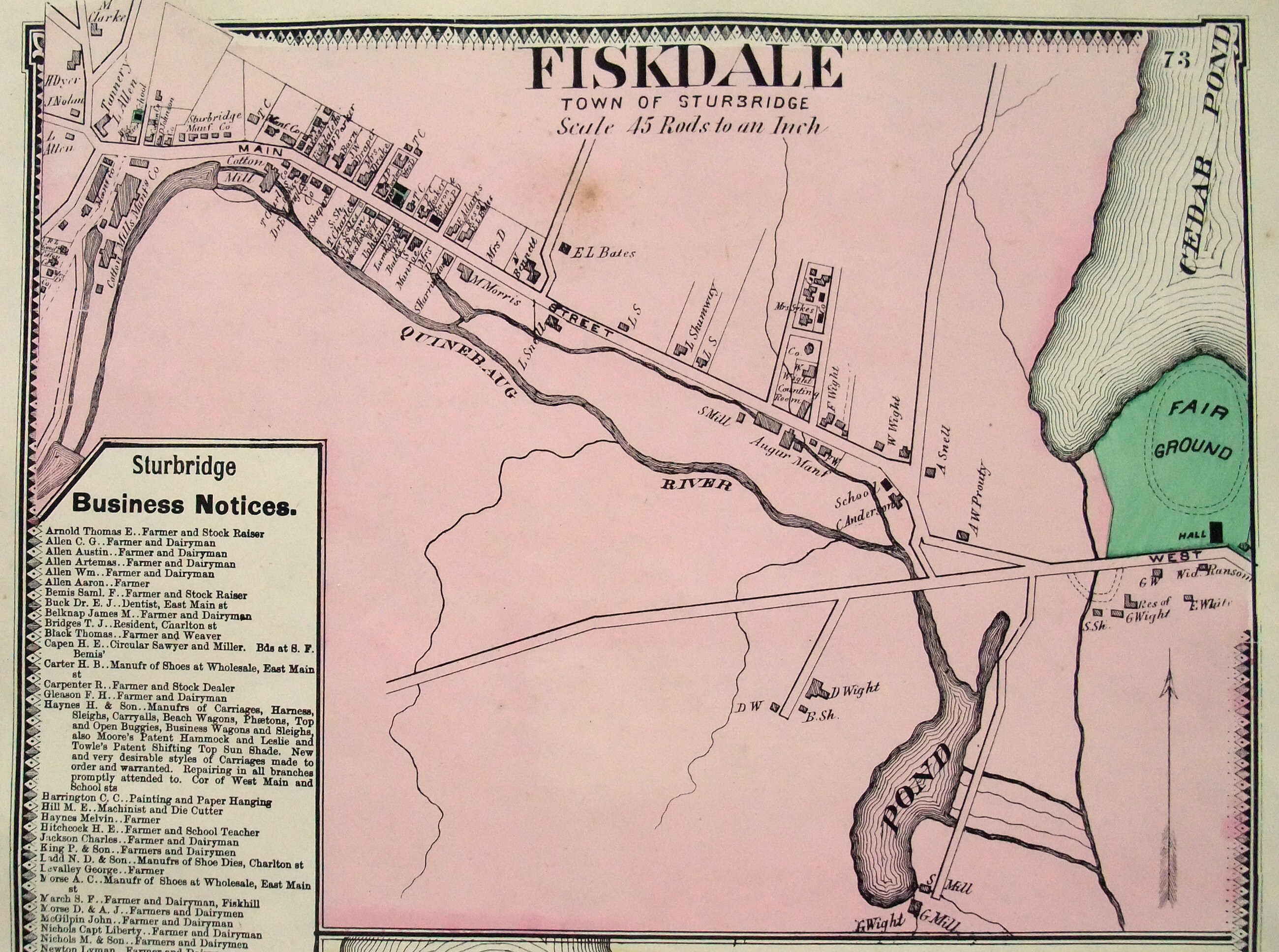 Sturbridge & Fiskdale Massachusetts. 1870 Map by FW Beers. Etsy UK
