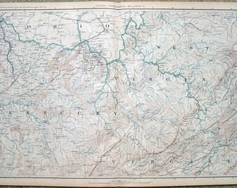 Carte originale du Kentucky E, S Ohio, Virginie-occidentale SW, NW Virginie pendant la guerre civile. Plaque 141 de l’Atlas pour accompagner l’officiel