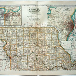 Original-Karte des nördlichen Teils von Missouri von 1902 von The Century Company. Antike Original-Karte