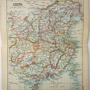 China - Original 1893 Karte von John Bartholomew. Antike Original Landkarte
