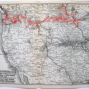 Nordpazifik-Eisenbahn - Original 1919 System Map von Poor'sPuling Co. Antique