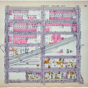 Teil des Sunset Park & Bay Ridge, Brooklyn - 3rd Ave bis 7th Ave von 60th bis 66th Streets - Original 1921 Karte von Belcher Hyde
