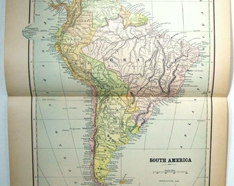 South America - Original 1882 Map by Fisk & See. Antique Original Map
