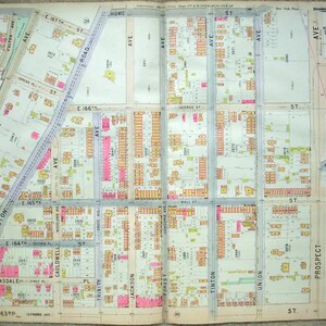 Huge Antique Map of Bronx NY - E 163rd St to E 167th St from 3rd Ave to Prospect. Printed in 1900 by Hyde & Co. Guaranteed Original