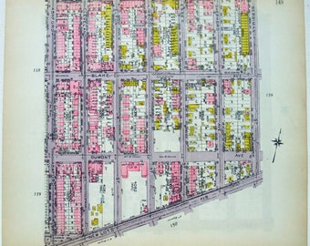 East New York, Brooklyn - Ashford St à Berriman St de Lorraine Ave à Sutter Ave - Carte originale de 1921 par Belcher Hyde. Antiquités