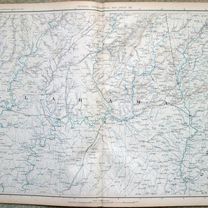 Central Alabama, E Mississippi en W Georgia. Railroad & topografie kaart. 1891-5. plaat 148 van de Atlas ter begeleiding van de officiële registers