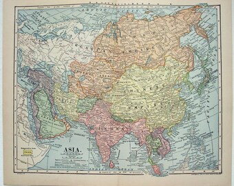 Asia - Original 1910 Map by Dodd Mead & The Matthews Northrup Company. Antique Original Map