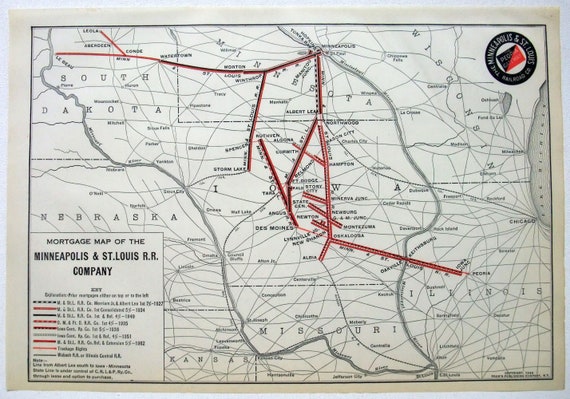 Minneapolis And St Louis Railroad Map Minneapolis & St. Louis Railroad Original 1925 Dated | Etsy Canada