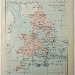 Jahrgang Karte von England & Wales am 1. Mai 1643 - veröffentlicht von Longmans Green im Jahr 1905
