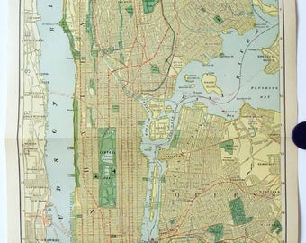 New York City - Original 1910 Street & Railroad Map by Dodd Mead and Company. Manhattan plus parts of The Bronx, Brooklyn and Queens