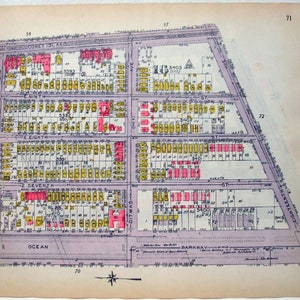 SE Kensington, Brooklyn - Ocean Parkway a Coney Island Ave desde Foster Ave hasta Cortelyou Road - Mapa original de 1921 por Belcher Hyde. Antiguo