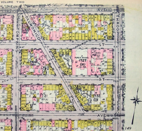 Original 1920 Map of Lewis to Reid Ave from Lexington Ave to Broadway