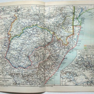 Original Karte der Südafrikakriege 1899-1902 von Meyers. Antiken. Boer
