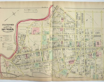 1876 Philadelphia Map: Frankford Section, Antique City Atlas Plate