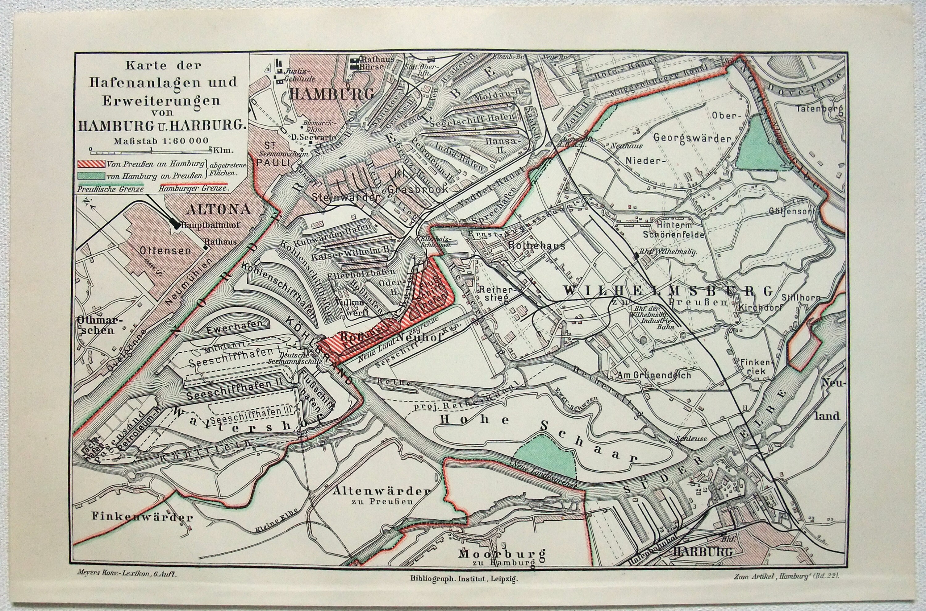 Port of Hamburg Germany Original 1912 Map by Meyers. | Etsy