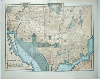 Carte originale des rues et des voies ferrées de Washington DC de 1903 par The Matthews Northrup Company
