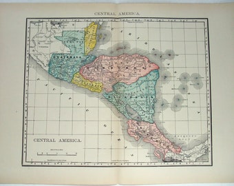 Central America - Original 1895 Map by Rand McNally