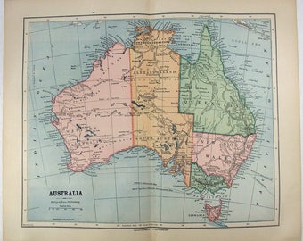 Australia - Original 1881 Map by Phillips & Hunt. Antique Original