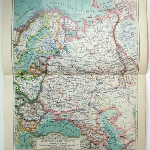 Osteuropäisch - Original 1928 Deutschsprachige Karte von Meyers - Russland, Finnland, Polen, Rumänien, Bulgarien