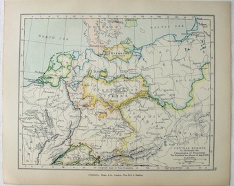 Vintage Map of Central Europe on August 6, 1806 - Published by Longmans Green in 1905