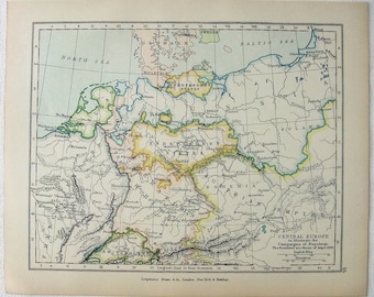 Central Europe on August 6, 1806 - Antique Map Published by Longmans Green in 1905