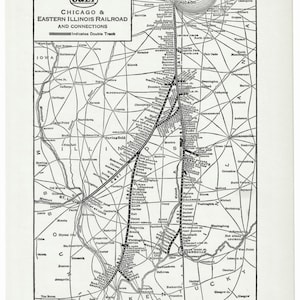 Chicago and Tassen des östlichen Illinois Eisenbahn 1941 System Karte . C&EI Vintage Original